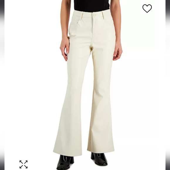 Dollhouse Juniors' Glossy High Rise Faux-Leather Flare Jeans - Picture 1 of 7